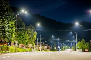 LED moderné verejné osvetlenie mesta obce Ráztočno